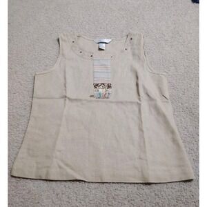 Vintage Y2K Napa Valley Linen Tank Top Aztec Petite Medium Festival